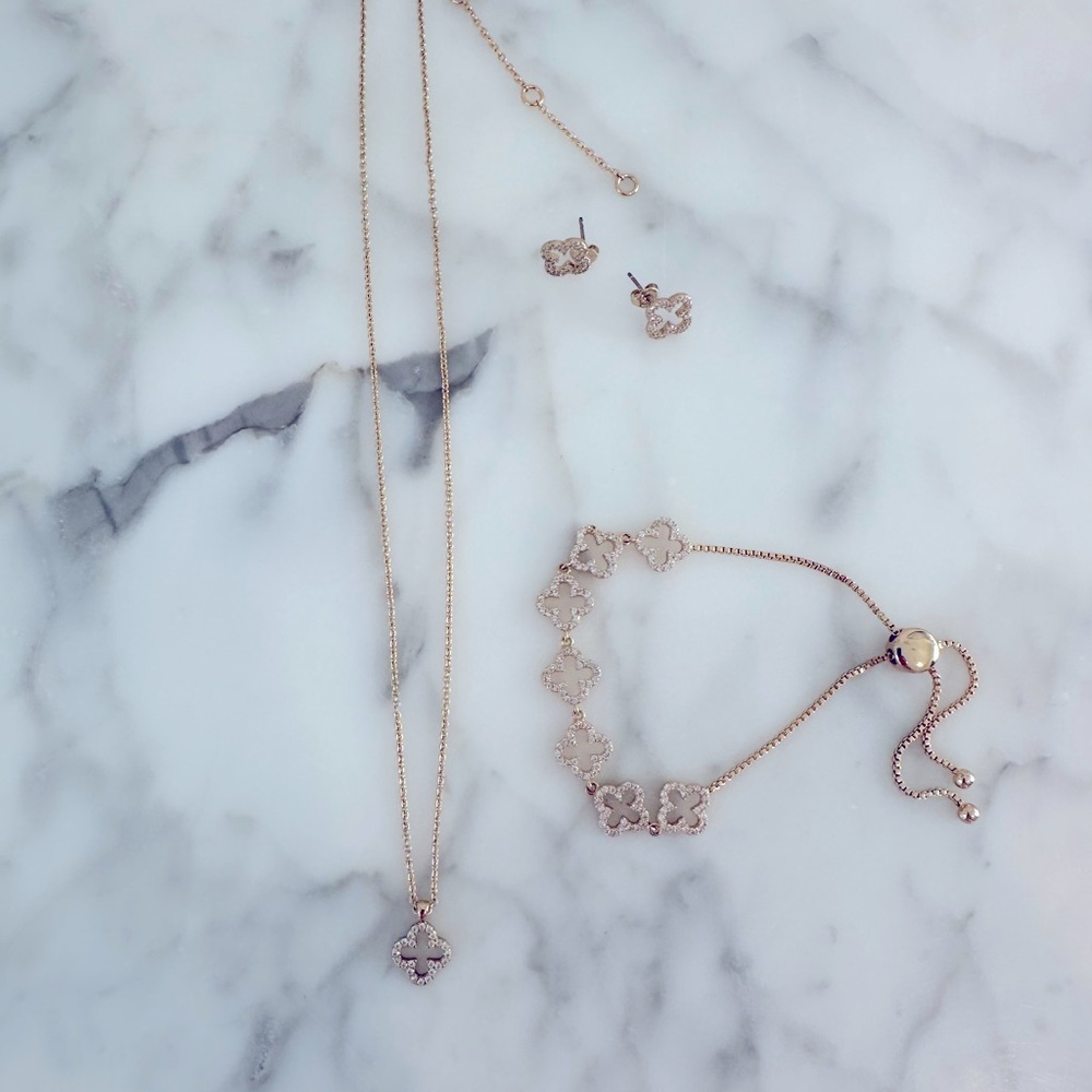 Banana Republic Pave Clover Gold-tone Jewelry Set